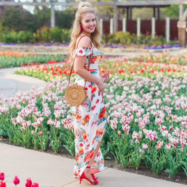 White Floral Off the Shoulder Dress