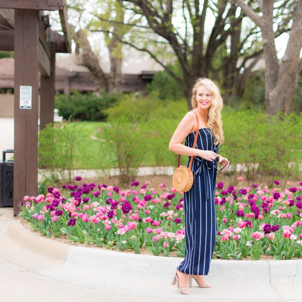 Navy + White Striped Jumpsuit